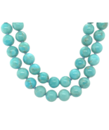 Double Strand Kingman Genuine Turquoise 8mm Strand of Beads Necklace 19&quot;... - $12,345.54 MXN