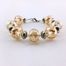 Amber Crystal Glass and Silver Antique Style Women’s Handmade Bracelet 16mm 8” - £31.17 GBP