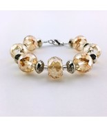 Amber Crystal Glass and Silver Antique Style Women’s Handmade Bracelet 1... - £30.50 GBP
