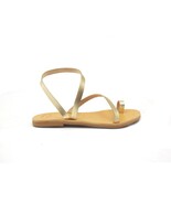 Leather women sandals summer shoes white black gold natural - $58.20