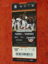MLB 2013 Detroit Tigers AL Champions Opening Day 4/5/13 NY Yankees Stubs $3.75 - £2.94 GBP