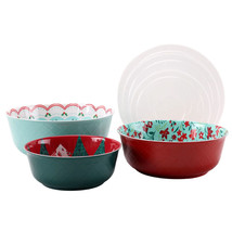 Six (6) Piece Pioneer Woman Mazie ~ Solid ~ Holiday Melamine Bowl Set With Lids - £26.53 GBP