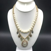 Lia Sophia Double Strand Necklace, Pearl and Cameo Duo to Wear Together or Alone - £46.41 GBP