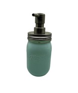 Mason Jar Soap Dispenser 16 Oz Light Green Glass With Stainless Steel Pump - £12.58 GBP