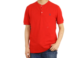 Polo Ralph Lauren Short Sleeve Featherweight Mesh Henley Medium Red NWT - £39.95 GBP