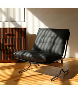 Black Leather Armchair - Modern High-Back Accent Living Room Chair - $2,614.73 MXN