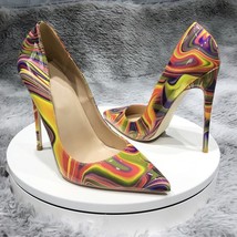 Art Painting Printed Women Partent Stiletto High Heels Customize Fashion Pumps C - £57.89 GBP