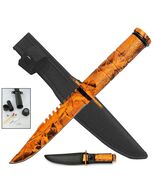 8.5" Orange Camo Emergency Fixed Blade Survival Knife with Kit &amp; Compass... - $19.79
