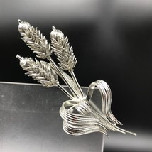 Unique Vintage Wheat Brooch, Articulated Cattail Silver Tone Pin - £25.52 GBP