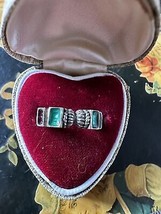 Anello antico vintage edoardiano del 1900 in argento 800 con smalto verde,... - £69.14 GBP