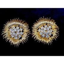 RARE Massive LES BERNARD Signed Anemone FLOWER 2” Modernist Earrings Cou... - $306.60 CAD