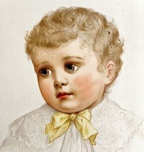 Adorable Baby Lithograph 1888 Victorian Art Print Ida Waugh Ideal Heads 12 DWY2A - £52.34 GBP