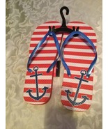 flip flops Size 9 10 large patriotic thongs anchor US shoes red New - £6.04 GBP