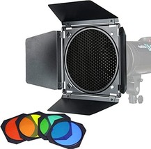 Godox Barn Door Kit with Honeycomb Grid and Color Gel Filters for Reflectors - $40.58