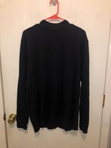 Lands End Mens SZ Large Tall Black Mock Neck Long Sleeve Pullover T Shirt - £8.91 GBP