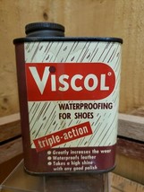 Vintage Tin Advertising VISCOL Waterproofing For Shoes 1/3 full - $548.50 MXN