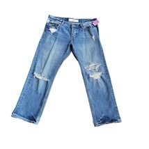 Hollister Jeans Women&#39;s 1 W25 Blue Skinny Denim High Rise Distressed Stretch Zip - £12.58 GBP