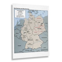 1990 East Germany &amp; West Germany Map Print Wall Art Poster - £31.46 GBP+