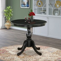 East West Furniture Modern Ast-Blk-Tp Wooden Kitchen Table Round, Black Finish - £168.65 GBP