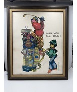 Vintage 1980s FERDIE PACHECO Man, You All Bag! HAND SIGNED PRINT Golf Nu... - $59.39