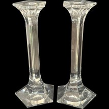 Pair Of Riedel Crystal Pentagon 8” Candle Holder Candlestick Clear Glass... - $45.82