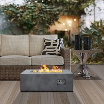 Kante Concrete Rectangle Fire Table 42&quot;, 50000 Btu Outdoor Propane, Concrete - £194.99 GBP