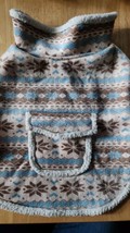 Martha Stewart Pet Outfit Coat Sherpa Teal Brown Adjustable Bands(Medium) - £15.74 GBP
