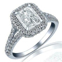 1.67 TCW Radiant Cut Diamond Engagement Ring 18k White Gold Split Shank - $3,464.01