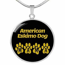 American Eskimo Dog Mama Circle Necklace Engraved 18k Gold 18-22&quot; Dog Owner Love - £56.22 GBP