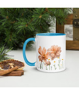 New Coffee Tea Mug Watercolor Floral Color Inside 11oz Dishwasher Safe C... - £10.69 GBP