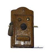 Dollhouse Miniature Vintage Wall Mount Hand Crank Telephone Phone Toy Wood - $8.32