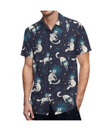 Mondxflaur White Cat Button Down Shirts for Men Short Sleeve Pocket Casual - $36.39 CAD