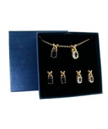Black Onyx and White Topaz Necklace & Earring Set 