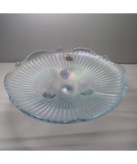Vtg 1980s Fenton Light Blue Stretch Glass Iridescent Carnival 3 Footed B... - $21.47