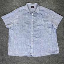 UNTUCKit Shirt Mens 3XL (XL) Blue 100% Linen Short Sleeve Button Up Casual Adult - £22.00 GBP