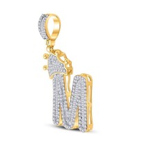 Authenticity Guarantee 
10kt Yellow Gold Mens Baguette Diamond Crown M Letter... - £613.30 GBP