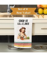 Funny Kitchen Tea Towel Chop It Like Its Hot Retro 50s Style Cotton Towe... - $588.50 MXN
