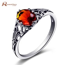 Top Quality 925 Sterling Silver Rings for Women Handmade Spinner Brown Stone Amb - £37.36 GBP