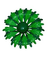 VINTAGE LARGE GREEN METAL ENAMEL FLOWER BROOCH LAPEL PIN STATEMENT PIECE - $32.07 CAD