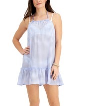 MIKEN Swim Cover Up Dress High Neck Blue and White Check Size Medium $34 - NWT - £7.18 GBP