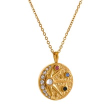 Yhpup Star Moon Pendant Necklace Golden Stainless Steel Chain Jewelry 2022 for W - £13.55 GBP