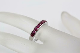 CARELLE 18K White Gold 9 Red Spinel Channel Set Half Eternity Band Size 6.5 - £408.76 GBP