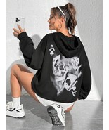 Trendy Tron Coolane Women&#39;s Hooded Card &amp; Fire Print Loose Sweatshirt Wi... - $672.90 MXN