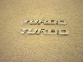 2X (Pair) Turbo Emblems Badges Chrome Truck SUV Sports Car UTV Metal 5&quot; X 3/4&quot; - £19.95 GBP