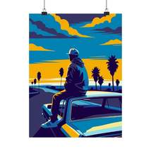 Retro Sunset Poster: Matte Wall Art Home Decor - €23,43 EUR