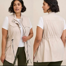 TORRID Happy Camper Stretch Woven Light Weight Active Vest Beige Size La... - $39.59
