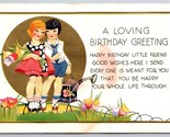 Adorable Birthday Greetings Gilt Embossed Unused UNP DB Postcard E14 - $4.42