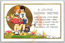 Adorable Birthday Greetings Gilt Embossed Unused UNP DB Postcard E14 - £3.52 GBP