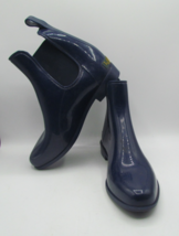 Ralph Lauren Blue Tally Rubber Rain Boots Size 9 black Stretch Panel - $178.17 MXN