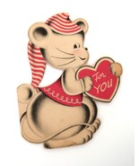 Vintage 1940s Norcross Valentines Day Card Sleepy Mouse - $9.99
